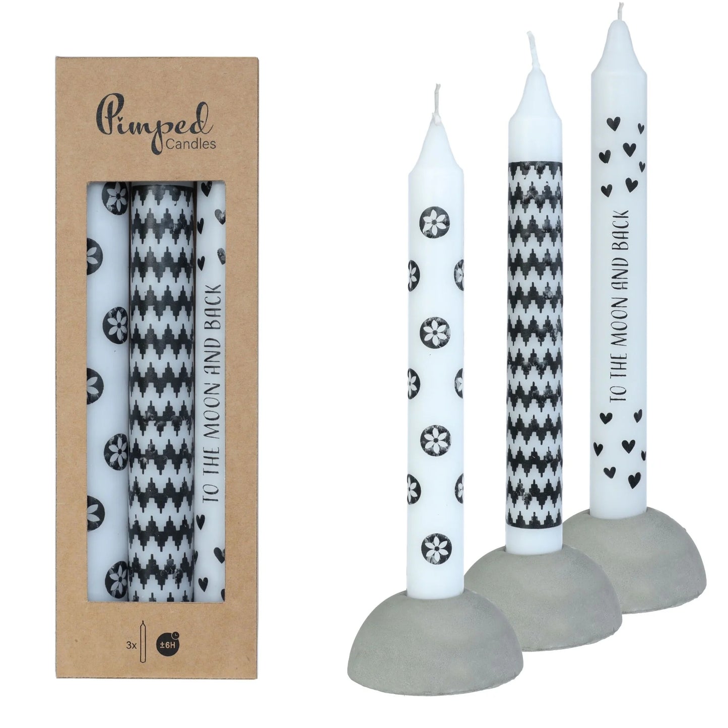 Pimped Candles To The Moon: Stijlvolle Wit/Zwarte