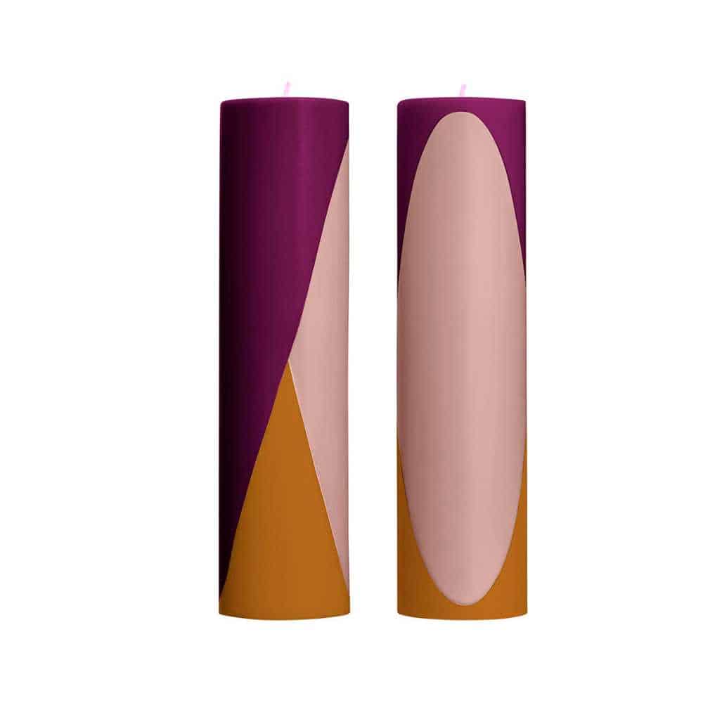 Diagonal Pillar Candle 6.5 x 25 cm Earthy Plum