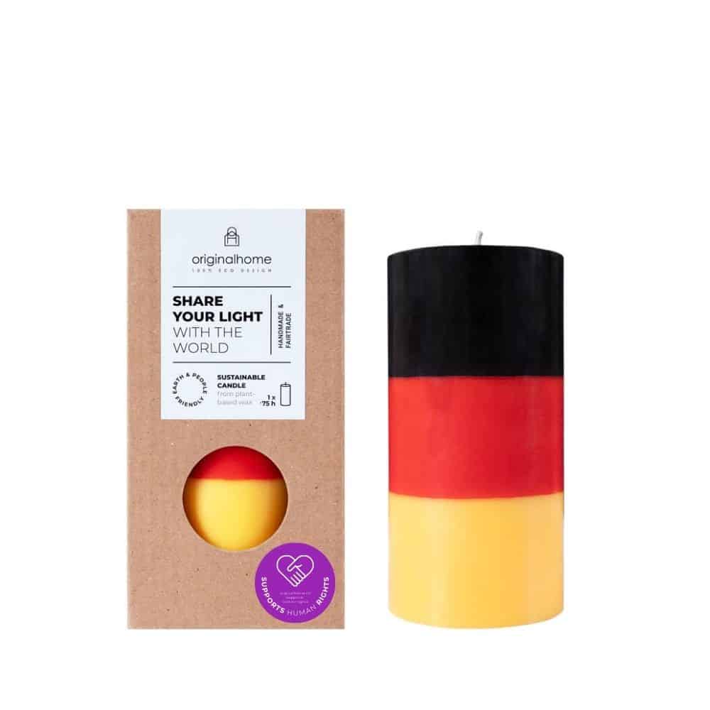 Germany Flag Pillar Candle Supports Human Rights 7.5 x 15 cm