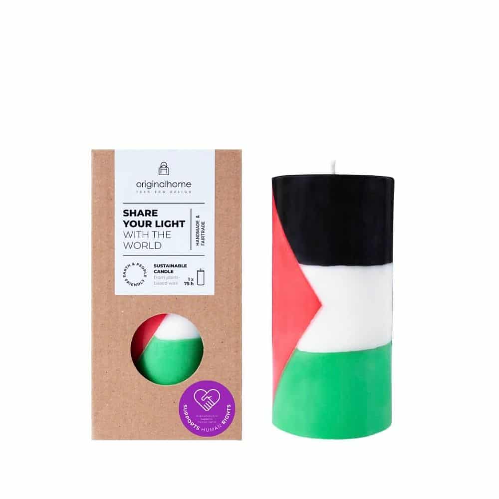Palestine Flag Pillar Candle Supports Human Rights 7.5 x 15 cm
