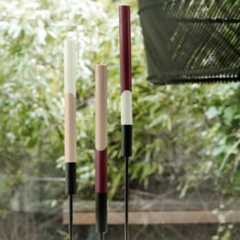 Diagonal Dinner Candles  2.2 x 30 cm- Set of 3  Burgundy Cream