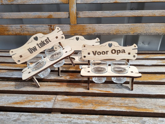 Era Wood borrelbank  met 2 glaasjes