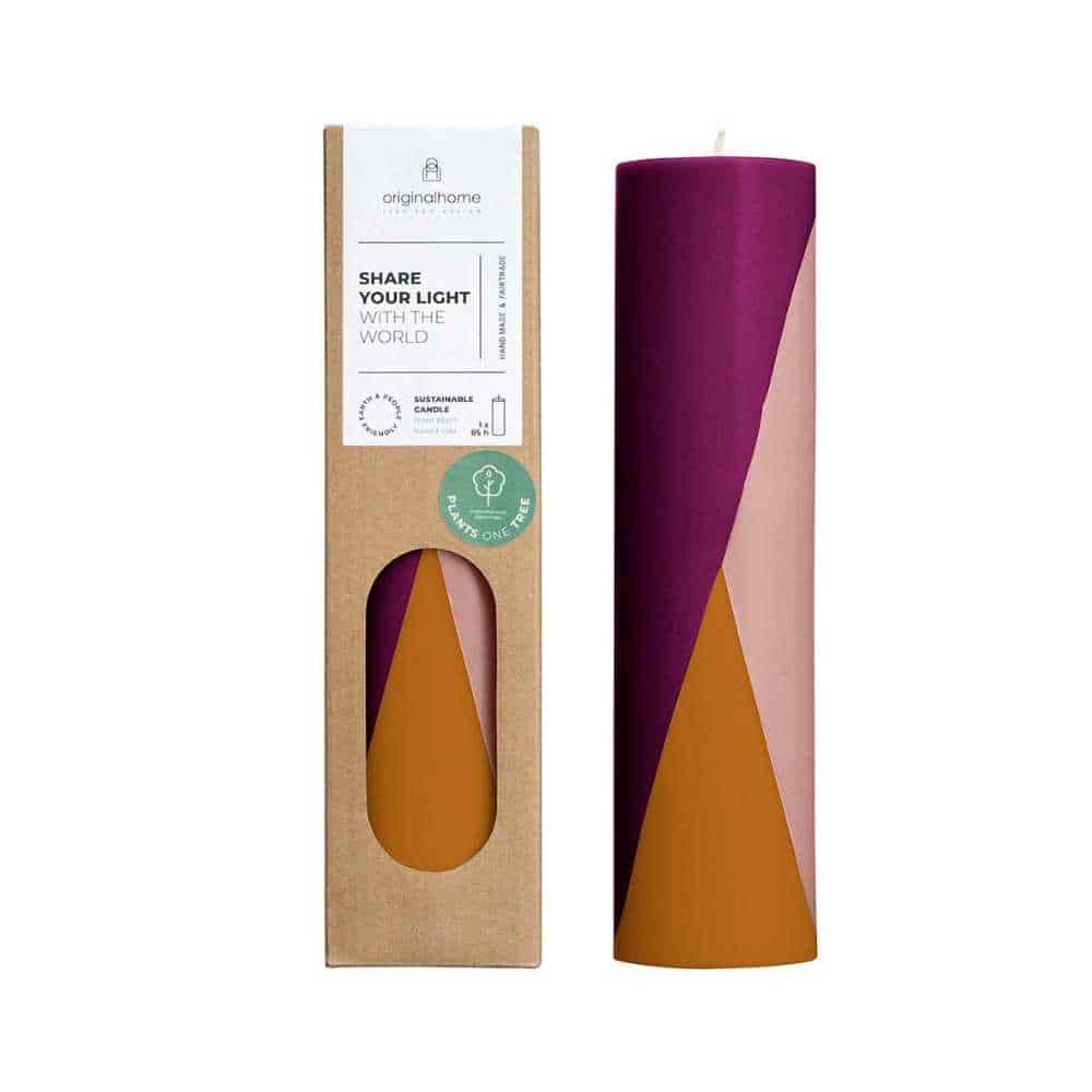 Diagonal Pillar Candle 6.5 x 25 cm Earthy Plum