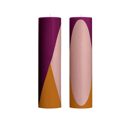 Diagonal Pillar Candle 6.5 x 25 cm Earthy Plum