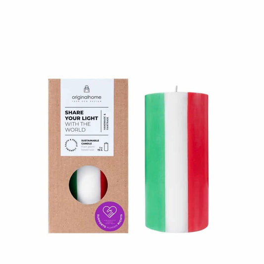 Italy Flag Pillar Candle  Supports Human Rights  7.5 x 15 cm