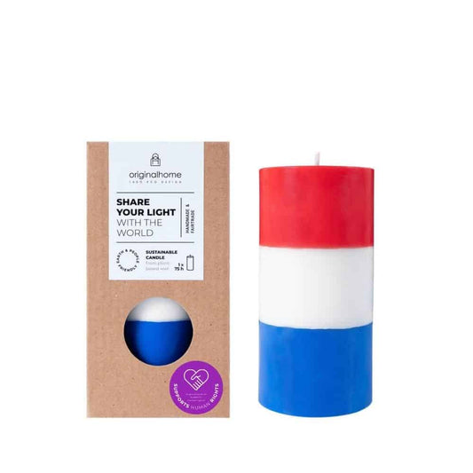 Netherlands Flag Pillar Candle  Supports Human Rights  7.5 x 15 cm