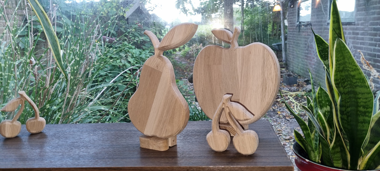 Era Wood  Appel, Peer en Kers  decoratie 18mm massief eiken met sta steun