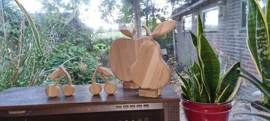 Era Wood  Appel, Peer en Kers  decoratie 18mm massief eiken met sta steun