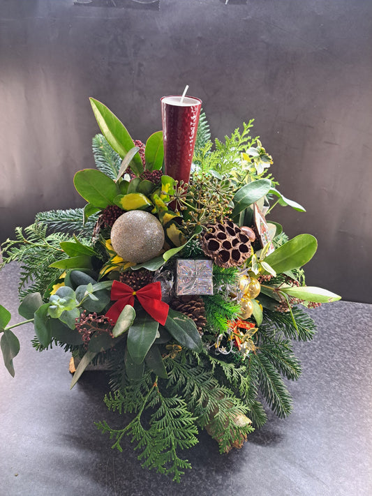 Kerststuk op Boomstam