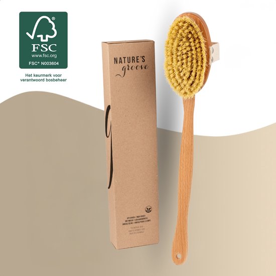Nature's Groove® Lichaamsborstel met Lange Afneembare Steel