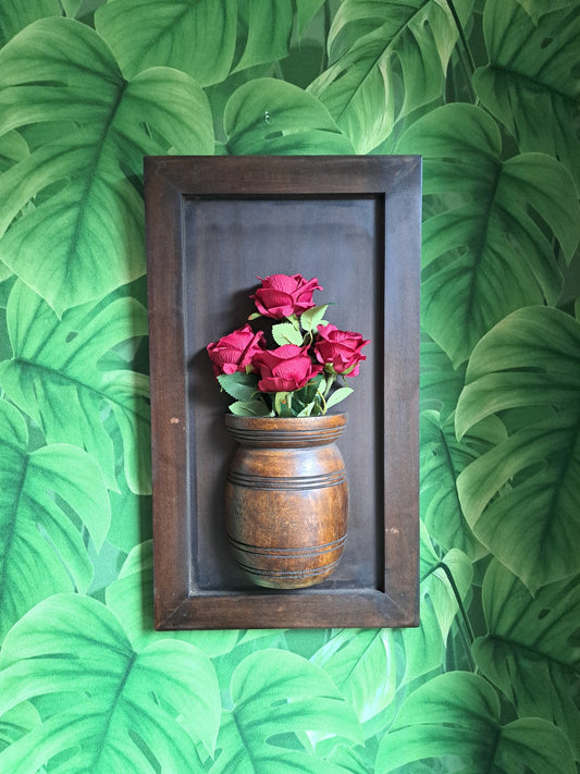 Houten Wandornament met Halve Vaas