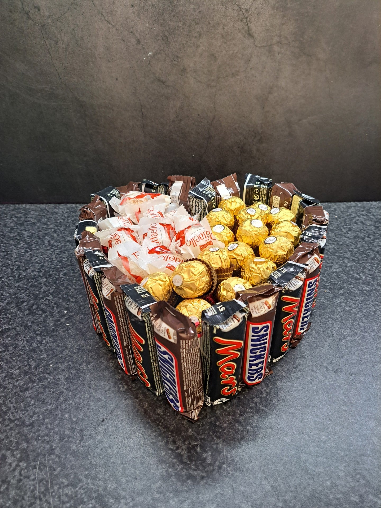 chocolade hart gevuld met Ferrero Rocher & Raffaello
